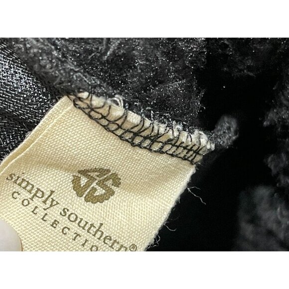 Simply Southern Women's Pullover Sweatshirt Fuzzy Teddy Bear Black Mock Neck M - Picture 7 of 8